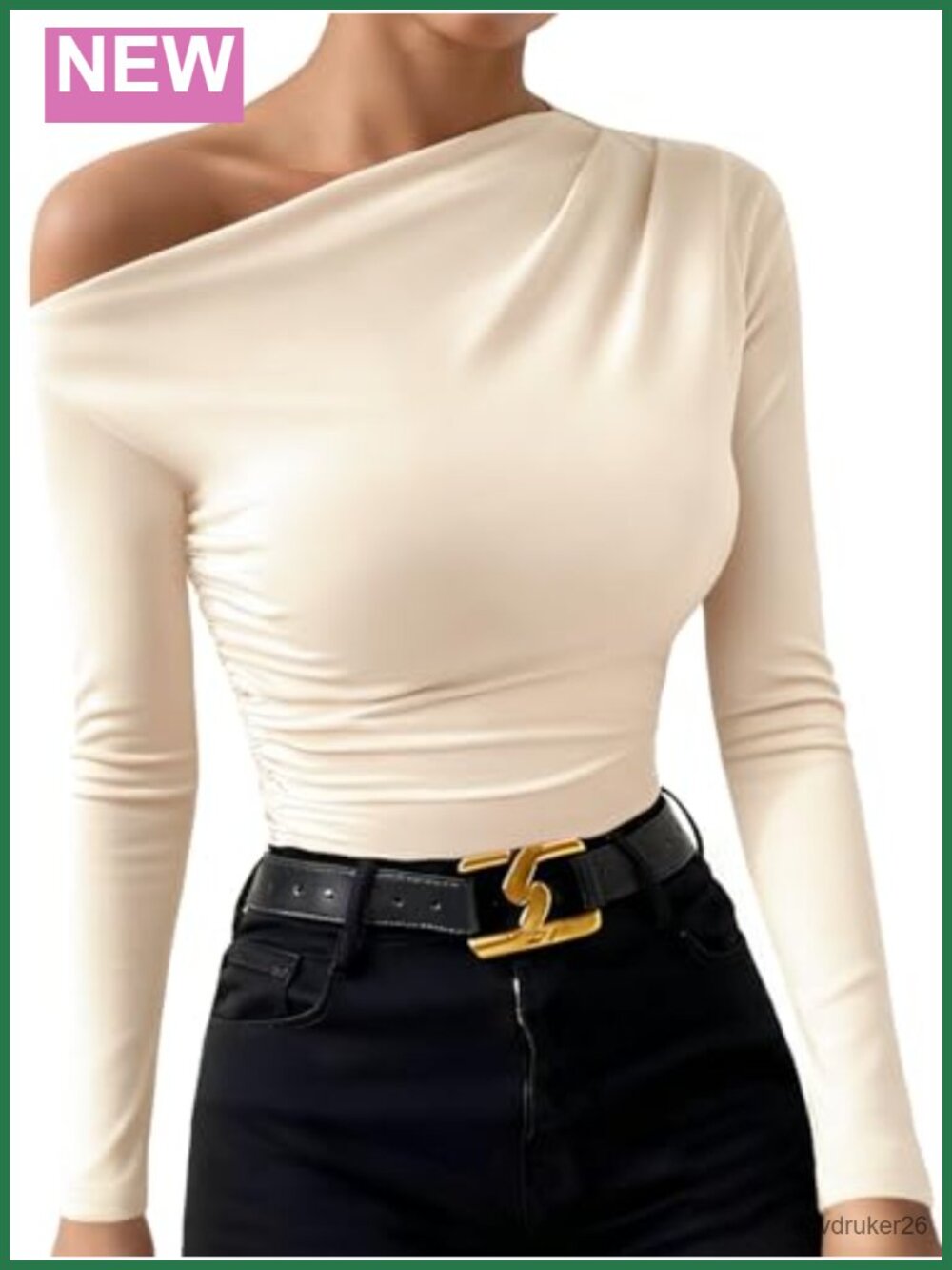 Womens Off Shoulder Long Sleeve Ruched Going Out Top Asymmetrical Blouse